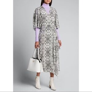 LES REVERIES Flutter Sleeve Long Wrap Dress